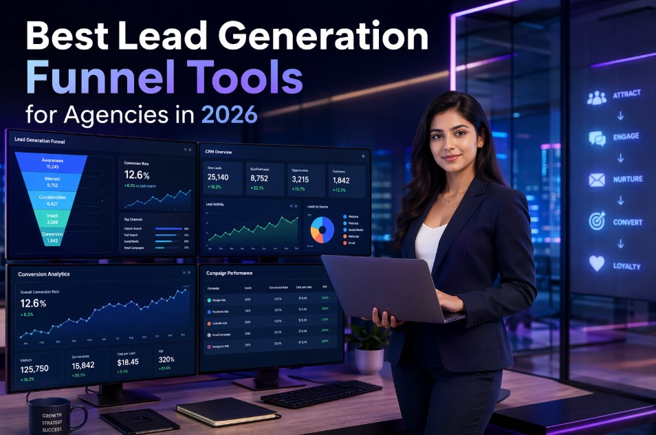 Best Lead Generation Funnel Tools for Agencies in 2026 digital marketing funnel software dashboard