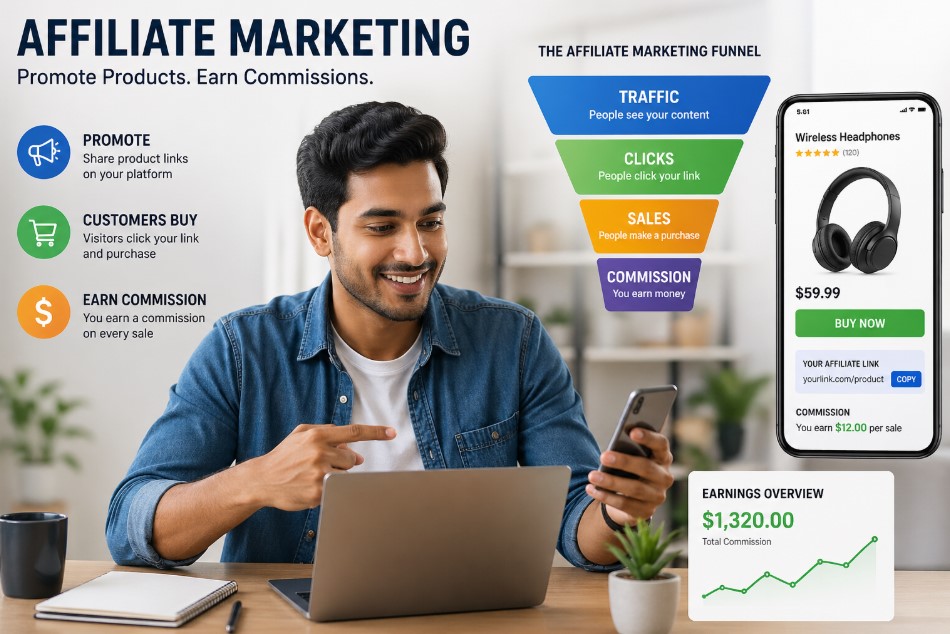 “Affiliate marketing earn commission online without investment”