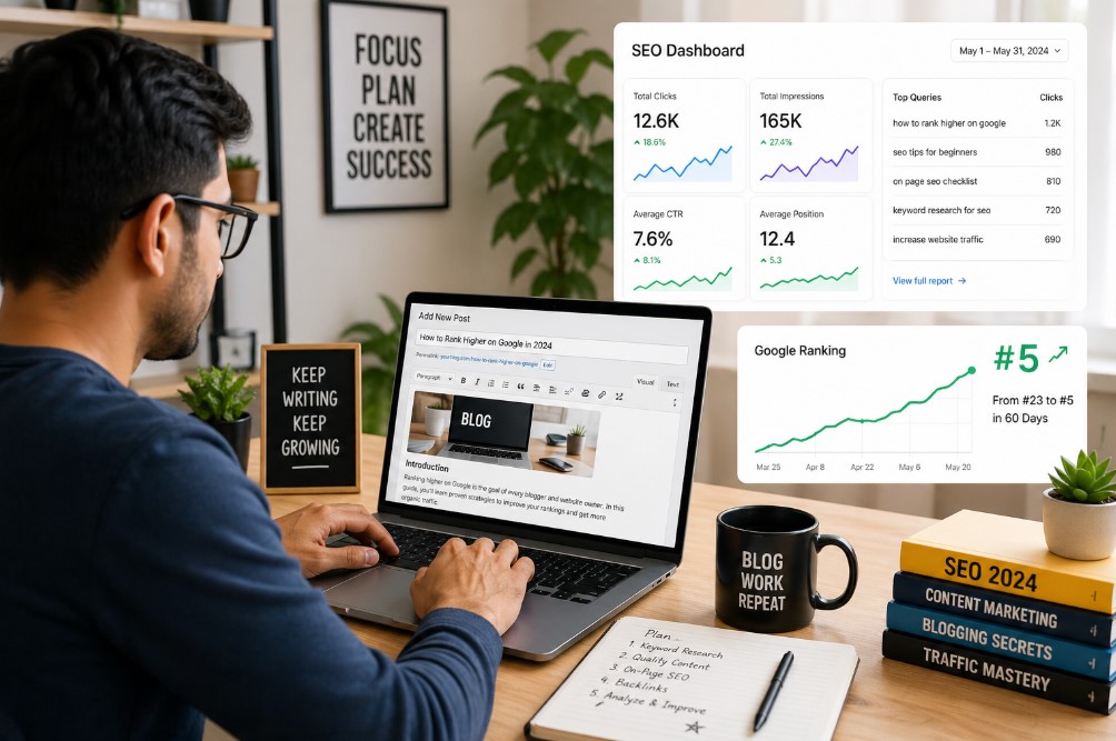 “Blogging for online earning SEO traffic growth India”